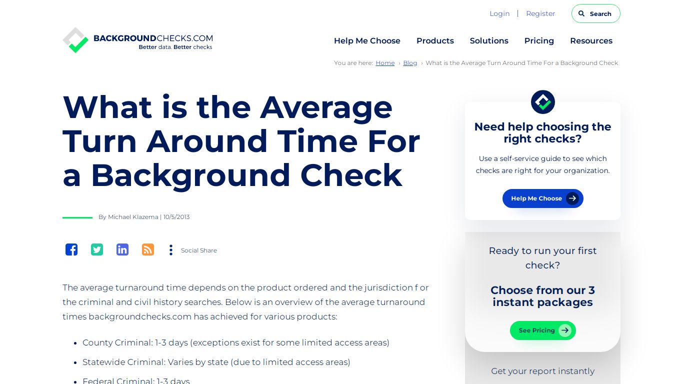 What is the Average Turn Around Time For a Background Check